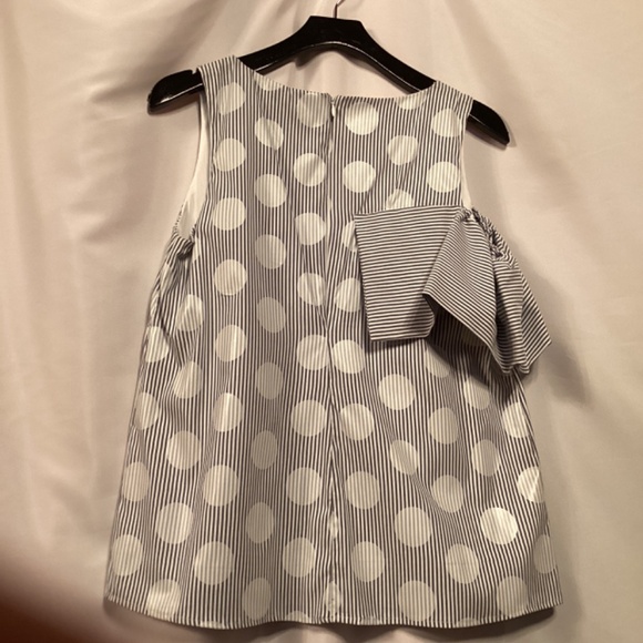 Eva Franco Anthropologie Polka Dot Top Ruffle Detail One Shoulder Striped - Picture 9 of 10